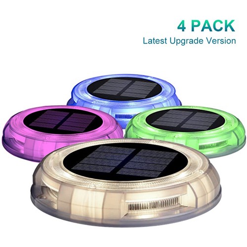 Solar Powered Deco Clear LED In-Ground Well Light Waterproof Four Color 4 Pack