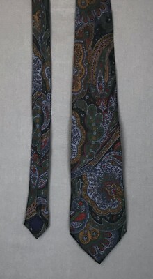 ALTEA Milano Green Blue Paisley ITALY Silk Tie 56.75x3.75