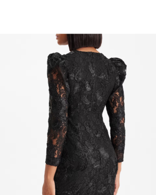 lace coated dress Dylan & Davids Long Lace Short Sleeve Evening Dress, Formal Black Gown for Galas, Women's, Size: Small