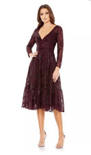 Mac Duggal Lace Embellished Long Sleeve Ruffle Hem Gown Size 4