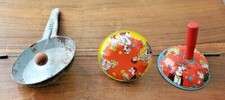 Vintage Set of Three (3) Metal Noise Makers Clowns, Comic Couples Dancing, Pan