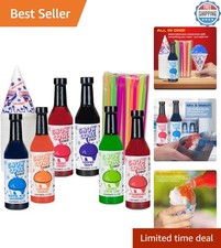 Delicious 12.7oz Snow Cone Syrup Set - 6 Flavors with Cups  Straws Included 