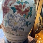Chinese PAINTED GINGER JAR Pheasant Lady Wood Base Shades Lamp — photo 5