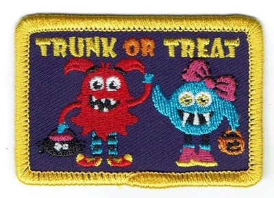 Girl Cub TRUNK OR TREAT Car Fun Patches Badge SCOUTS GUIDE treating Halloween