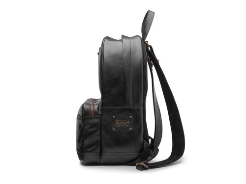 Mochila Bosca Dolce Crosby Negra Cuero Italiano Bolso para Laptop Viaje Trabajo - Imagen 4 de 11