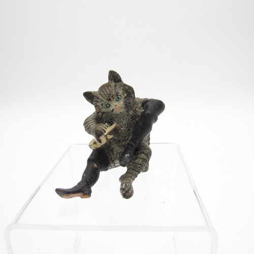 Antique Cold Painted Vienna Bronze Large Cat Shining Boots