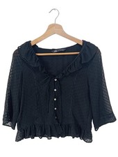 ZARA Camicia blusa Donna Camicetta a blusa Taglia IT 42 nero stile casual