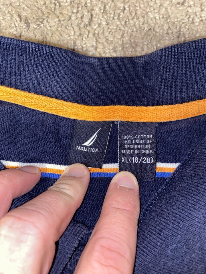 Nautica Childrens Size XL Cotton Polo Navy Striped School Dress Church Shirt - Image 4 of 4