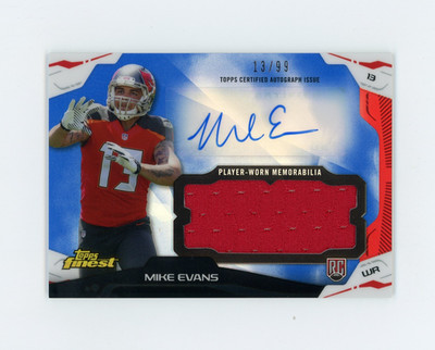 MIKE EVANS 2014 Topps Finest Blue RPA Auto Jersey Rc #13/99 JERSEY NUMBER (1/1)