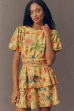 NEW Farm Rio x Anthropologie Belted Tiered Mini Dress, XS