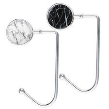2 Pack White Black Marble Metal Purse Table Hook Holder Bag Hanger