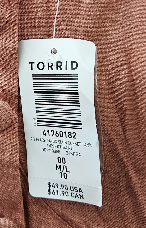 *NEW* w/tags Torrid Tank Top Women's Size 00 M/L Desert Sand Fit and Flare - Image 3 of 4