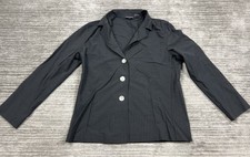 Chicos Jacket Womens 1 Gray Pinstriped Blazer Button Front Rayon Blend