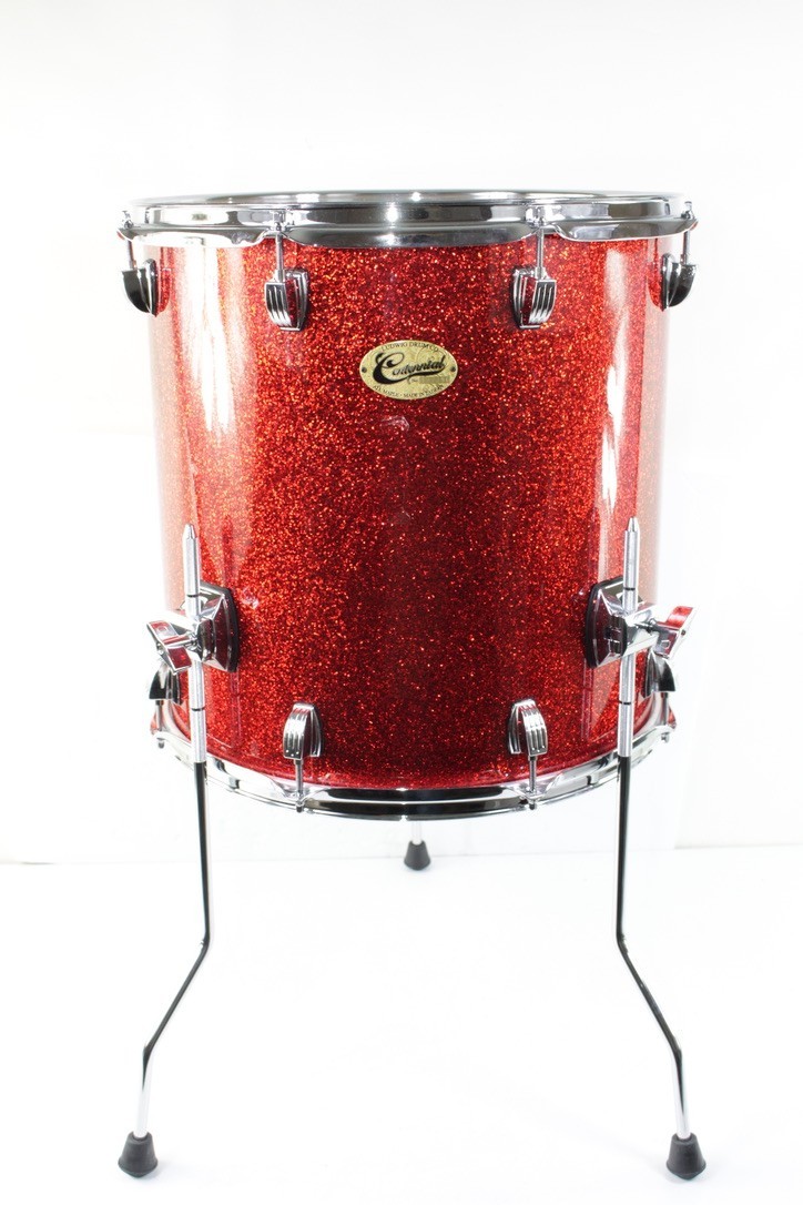 FLAWS** Ludwig Centennial Zep 16 x 16" Maple Floor Tom Drum - Red Sparkle #R9825
