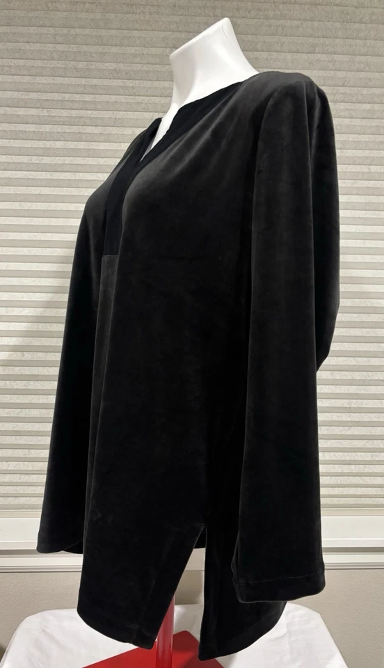 Blusa túnica Pure Jill XL para mujer terciopelo ciruela negra otoño invierno acogedora Foto 3 de 4