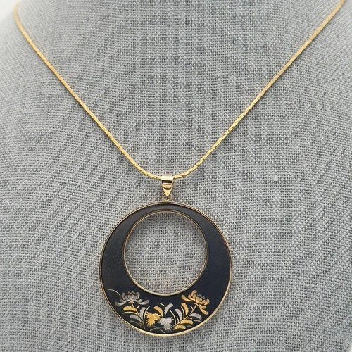 Vintage Japanese Damascene Pendant by Amita Japan