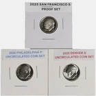 2025 Roosevelt Dime 3 Coin Set S Proof PD Uncirculated US Mint Proof & Mint Sets