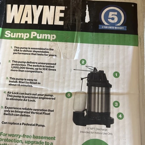 Wayne 1/2  Stainless Steel Sump 5100 GPH Cast Iron CDU800SS