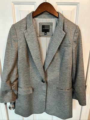 The limited grey classy work blazer size small quarter sleeves work attire Y2K