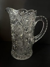 Antique American Brilliant Period ABP Crystal Cut Glass Water Pitcher. HEAVY