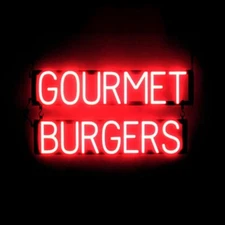 SpellBrite GOURMET BURGERS Sign | Neon Sign Look, LED Light | 28.8" x 15.0"