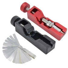 Universal Spark Plug Gap Tool Gapper & 32 Blades Steel Feeler Gauge Red Black