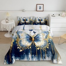 Marble Print Comforter Set Twin Size Kids Butterfly Comforter for Boys Girls ...