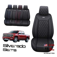 Chevy Silverado GMC Sierra 2 Front Seat Covers Pickup Custom 2 PCS Front/Black