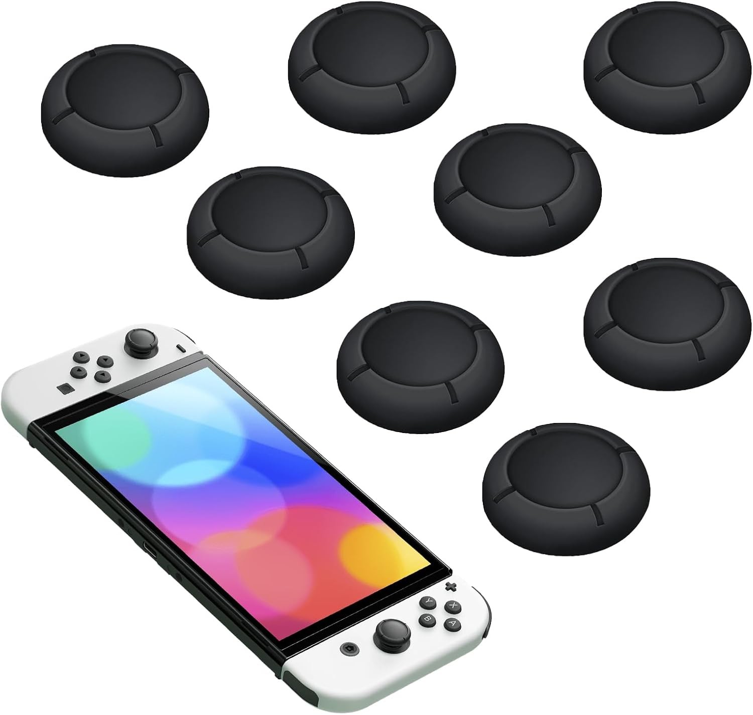 FENGRUI 4 Pairs Black Silicone Thumb Grip Caps for Nintendo Switch Joycon