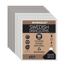 Swedish Dishcloths 10 Sheets - Biodegradable Reusable Paper Towels by LOLA