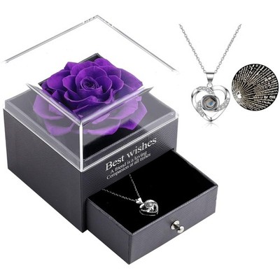 Konservierte Rose Rose mit Halskette Geschenk Valentinstag Muttertag Hochzeit