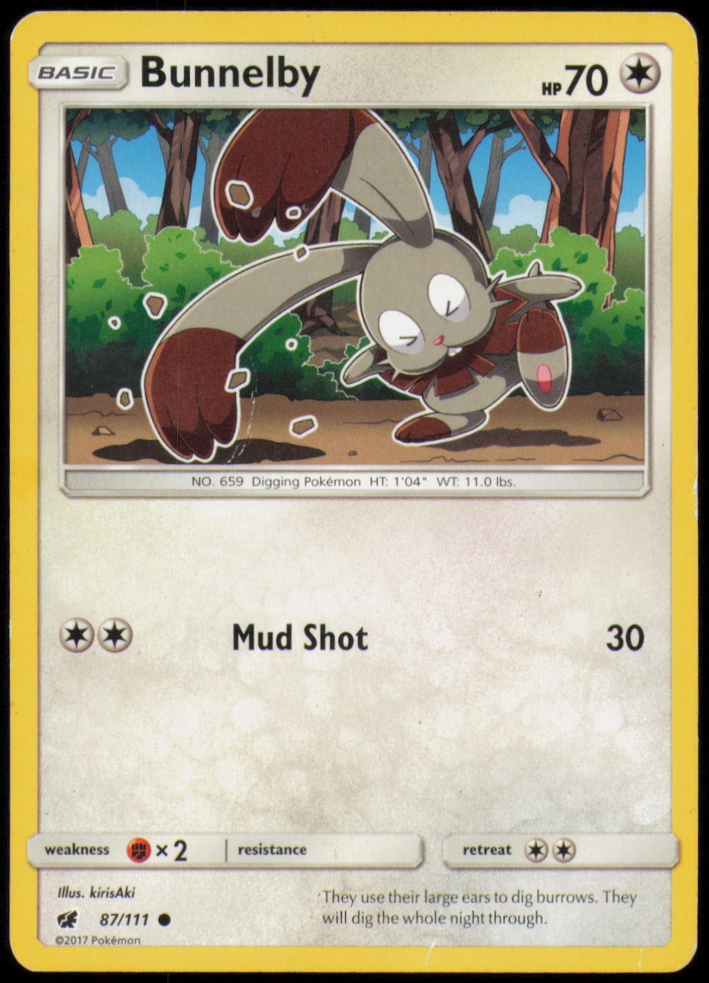Bunnelby 87/111 Common Crimson Invasion Pokemon Moderately Played