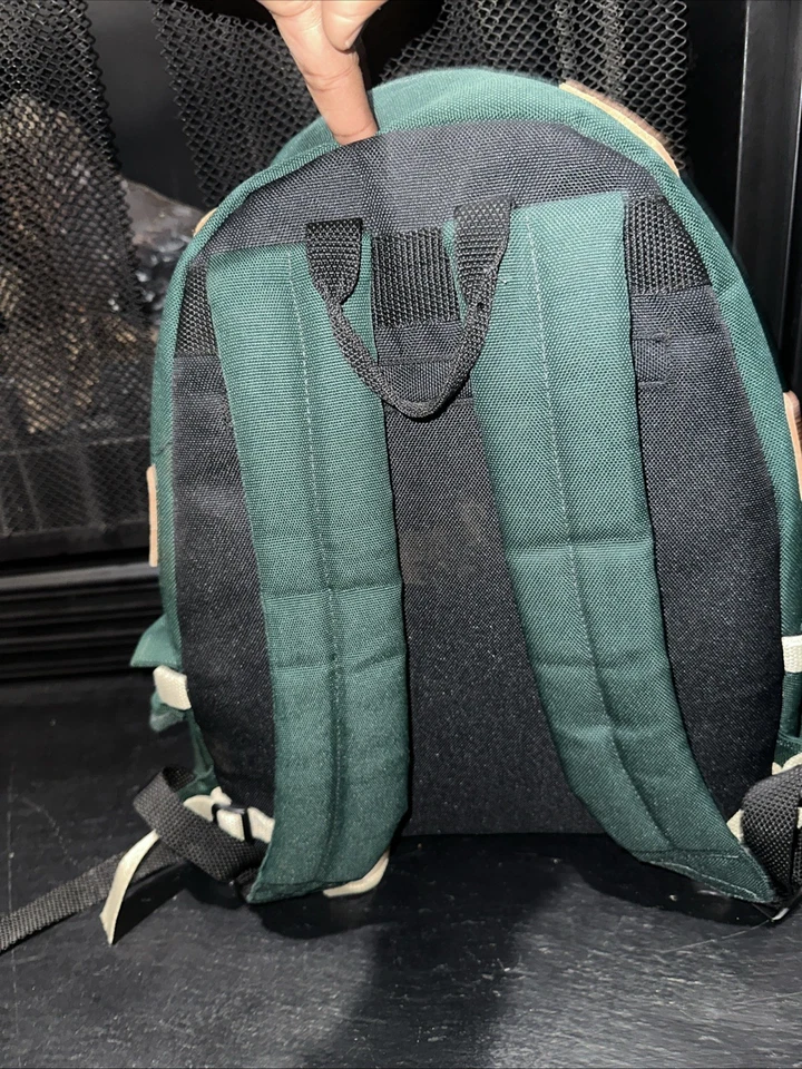 Mochila Profesional Cámara Canon Lona Cuero Verde Viaje Acolchada De Colección Foto 4 de 4