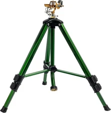 Hourleey Impact Sprinkler on Tripod Base, Heavy Duty Brass Sprinklers Green 