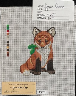 HP Needlepoint 18ct DAYAN CAMERON/ QUAIL RUN "Fanny" Fox & Mistletoe PK28