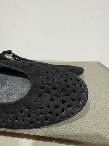 ARCHE Black Lilly Maya Nubuck Ballet Flats Women's 37 US 6 Leather Perforated - Picture 6 of 16