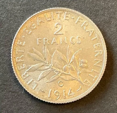 France - Rare Monnaie de 2 Francs 1914 C Semeuse