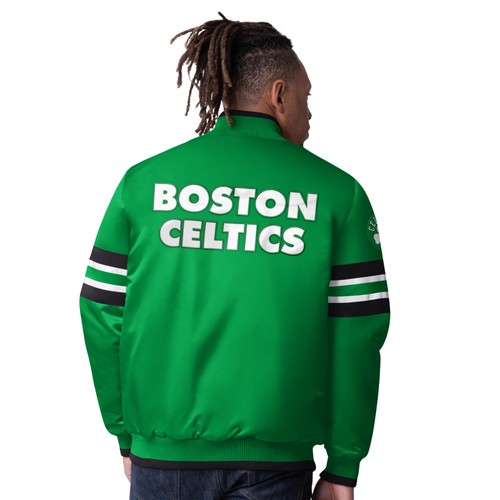 Men's Starter Kelly Green Boston Celtics Scout Varsity Satin Full-Snap Jacket - Picture 2 of 2