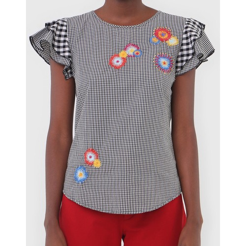 Desigual Villa Rosner Negro Y Blanco Guinga Camisa Prenda para el torso  Blusa XS S M L XL XXL | eBay