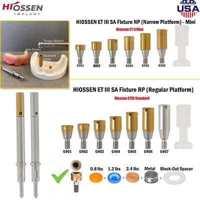 Hiossen ET III Locator System Abutments/Caps/Core Tool Kit for NP/RP Platforms