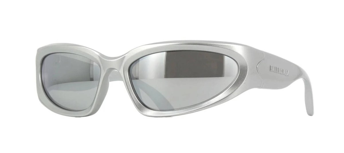 Balenciaga BB0157S Silver/Grey With Silver Mirrored (004