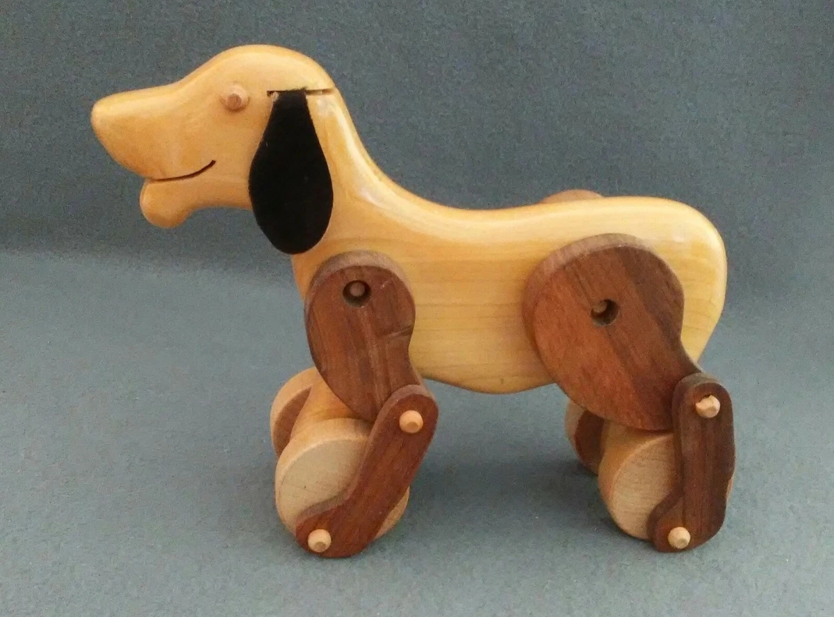 Wooden Dog Pull Toy for Kids Pull Along Toy for 1 Year Old Wooden