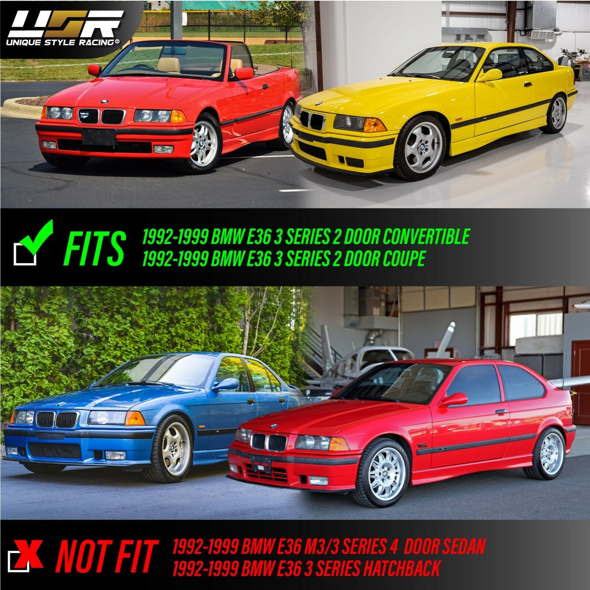 Euro SMOKE Corner Light Pair For 92-99 BMW E36 2D Coupe/Cabrio M3