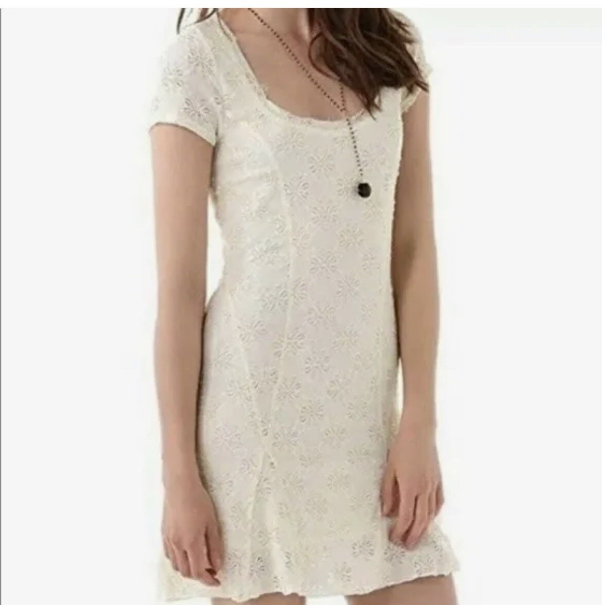 Free People Cream Bodycon Mini Dress Boho - image 4