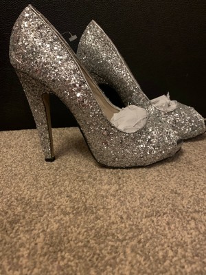 quiz shoes silver heels
