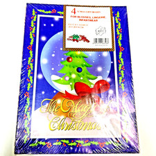4 MERRY CHRISTMAS COLOUR FULL GIFT BOXES 8" x 11" x 1.5" FOR INFANTWEAR ETC.