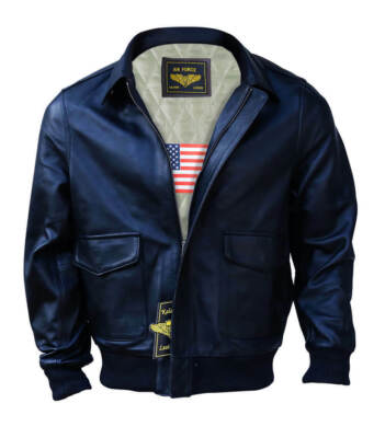 New Men's A2  Air Force Flight Bomber genuine Leather jacket Warm Quilted Lining