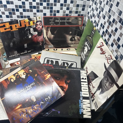 Lot of 25 90’s Hip Hop Rap Vinyl Singles Big 2pac JayZ Wu Tang Dmx