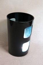 Studio Art Glass Vase Layered Black and Semi Transparent Blue Glass About 9"x6"