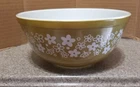 Vintage PYREX 2 1/2 QT  # 403  Oval Casserole Dish Crazy Daisy green / white.